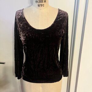 EILEEN FISHER Plum/Eggplant Velvet Silk Blend Top Size Small